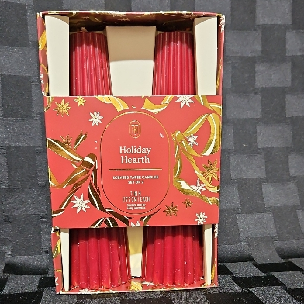 Threshold Holiday Hearth Scented Pillar Candles - Set of 2 (NIB)